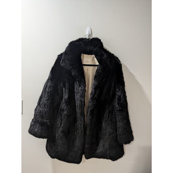 kate spade Jackets & Blazers - Kate Spade Black Faux Fur Back Bow Coat